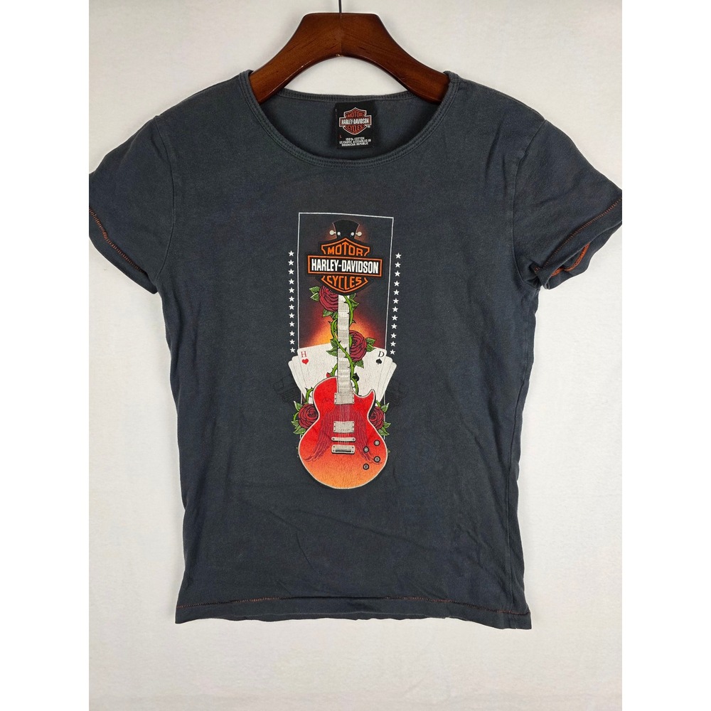 Harley-Davidson Womens Jamaica Guitar Rose Graphic T-Shirt Black Size L